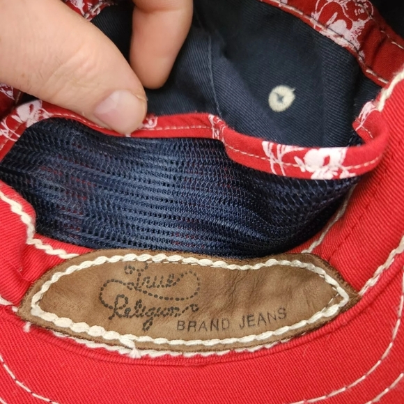 Vintage TRUE RELIGION Women's Distressed Cap Hat Short Bill Rhinestones Blue - Picture 4 of 6